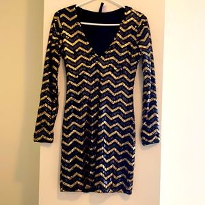 BLK/GOLD SEQUIN DRESS